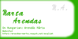 marta arendas business card